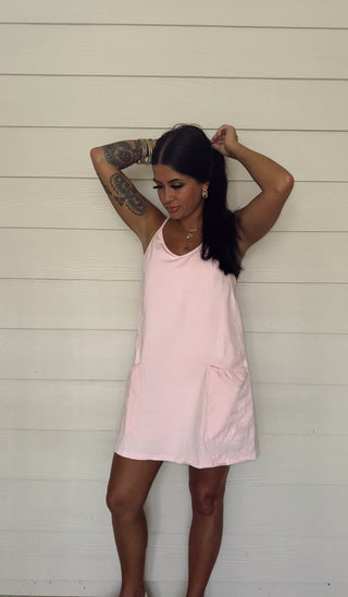 Baby Pink Sporty mini dress with built in romper