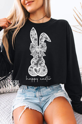 Faux Lace Bunny Long Sleeve Tee