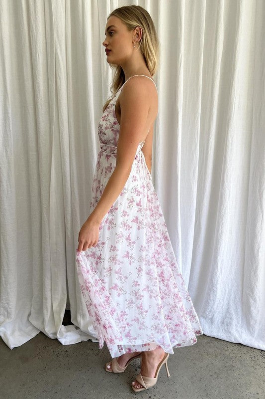 Savvy Plunge Floral Deep Neck Maxi