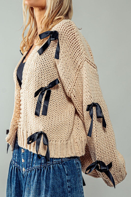 Bow Detailed Knit Cardigan