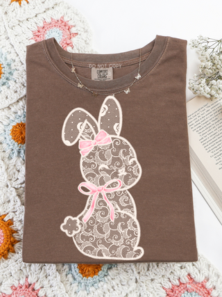 Faux Lace Bunny Espresso Tee