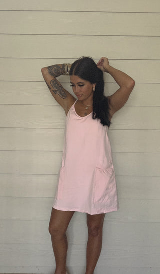 Baby Pink Sporty mini dress with built in romper