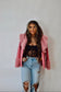 Removal fur pink faux leather jacket