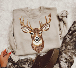 Faux rhinestone deer sand crew