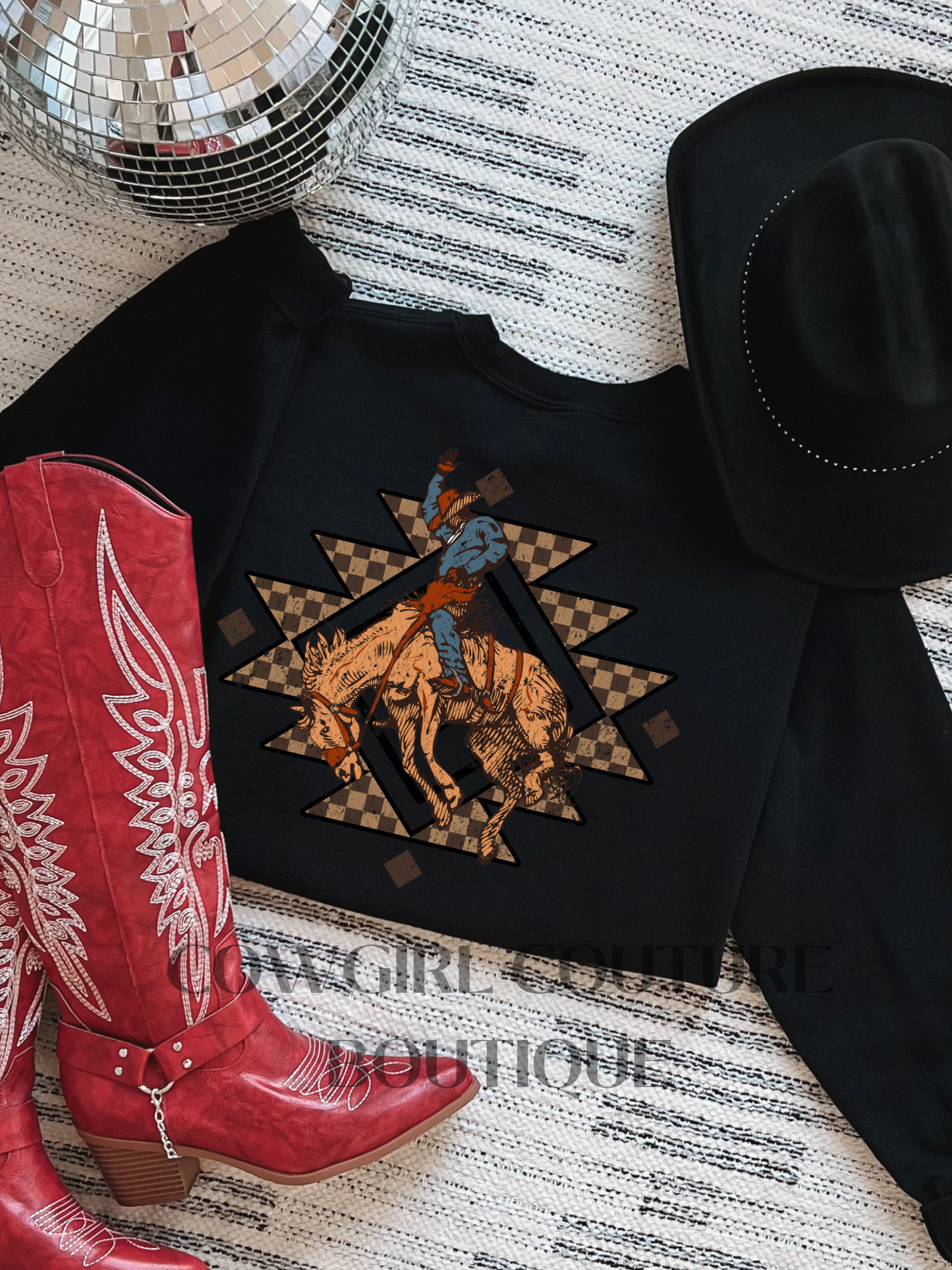 Checkered Aztec Vintage Cowboy Crew