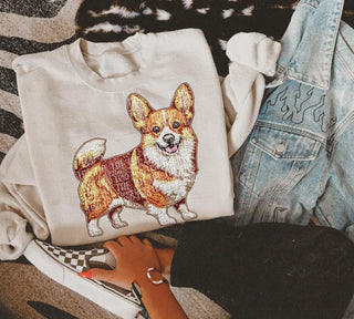 Faux rhinestone corgi sand crew