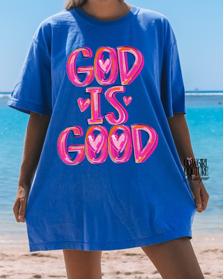 God Is Good Comfort Colors Flo Blue Tee