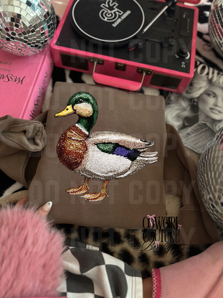 Faux Rhinestone mallard duck Crew