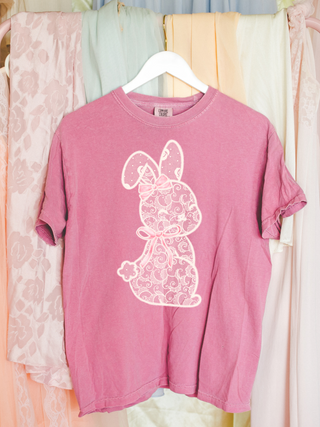 Faux Lace Bunny Crunch Berry Tee