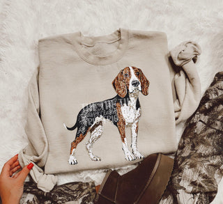 Faux rhinestone blood hound sand crew