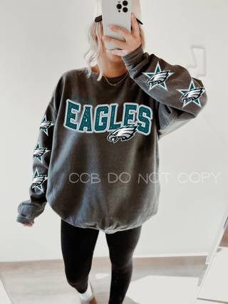 Eagles Star Sleeve Pepper Comfort Colors Crew