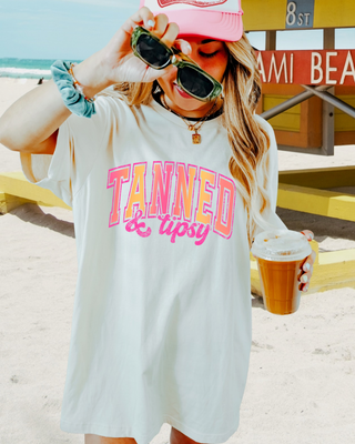 Tanned & Tipsy Ivory Tee