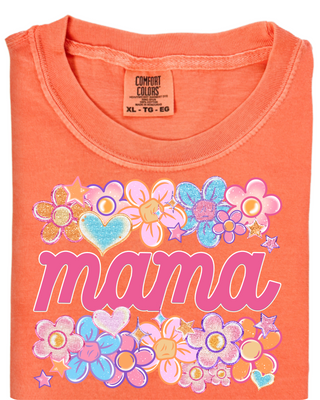 Spring Doodles Mama Comfort Colors melon Tee