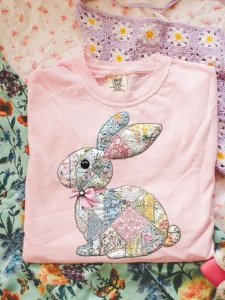 Faux Quilted Bunny Blossom Tee