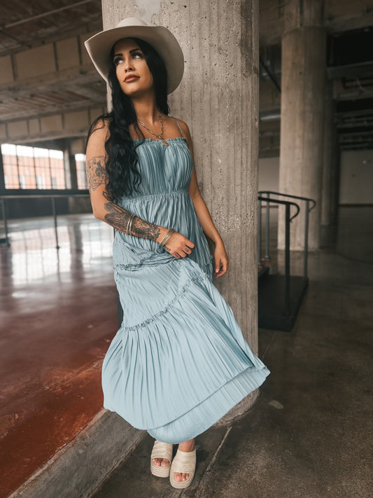 Lana Pleated Tiered Maxi Dress