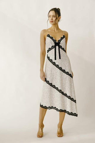 Blair polka dot and lace slip dress