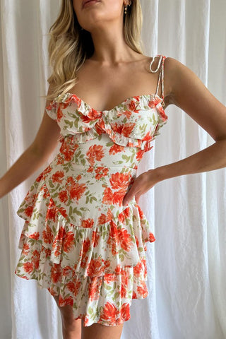 Sunset Floral Tierred Mini dress