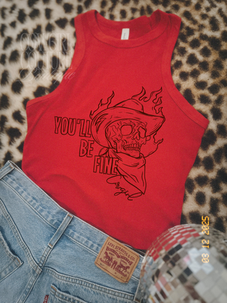 Youll Be fine Red Racerback Tank