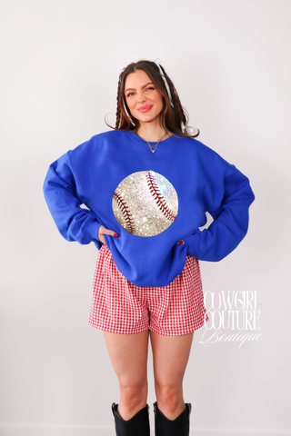 Faux rhinestone baseball crew