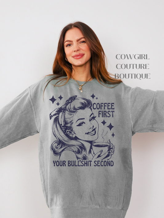 Coffee First Comfort Colors Crew