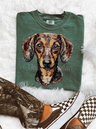 Faux rhinestone dachshund tee