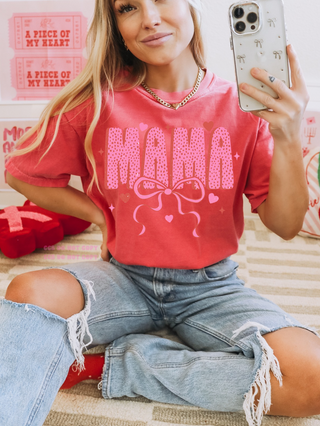 V day Mama  ~comfort colors peony tee