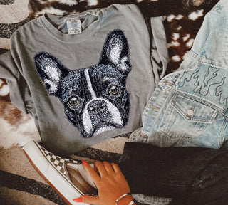 Faux rhinestone Boston terrier tee