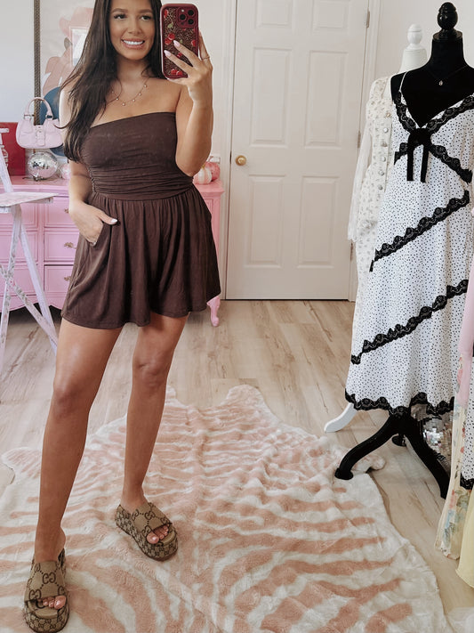 chocolate brown stretchy romper