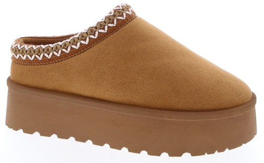 Chestnut platform slippers