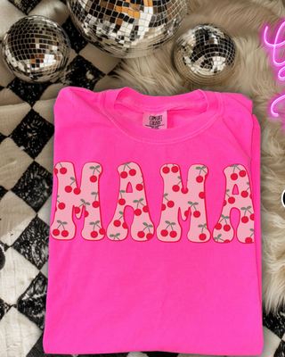 Cherry Mama Neon Pink Comfort Colors Tee