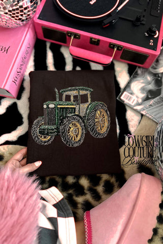 Faux rhinestone tractor tee