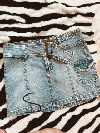 small denim mini skirt