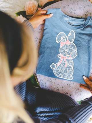 Faux Lace Bunny Blue Jean Tee