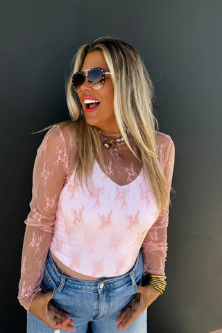 Pink lace Layering Top