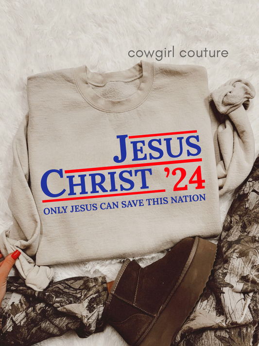 Jesus Christ 24’ sand crewneck