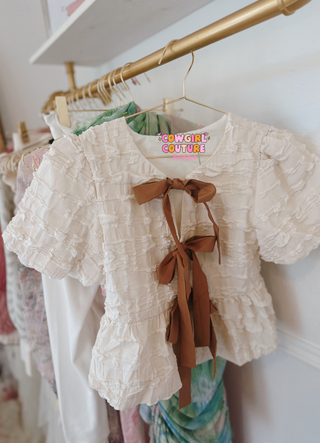 Bubble Baby Doll Bow Detailed Blouse