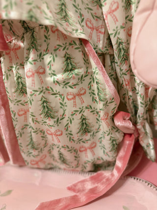 Satin Christmas tree Bow printed pajamas