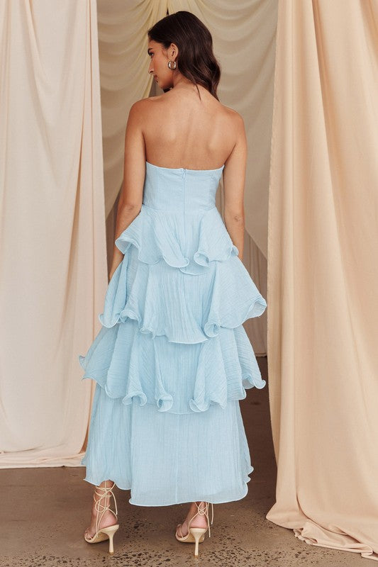 Countryside tiered strapless maxi dress