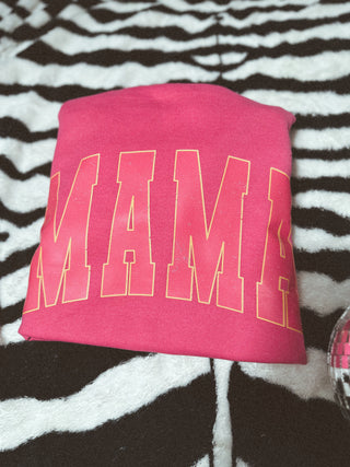 Orange & pink varsity mama ready to ship crew