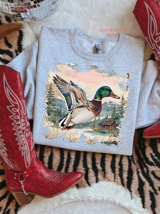 Vintage retro watercolor mallard