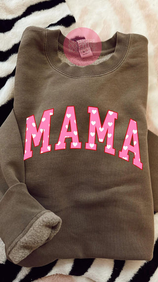 Pink heart mama mocha crewneck