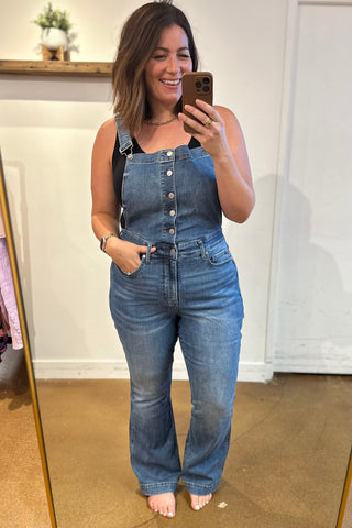 Izzy tummy Control Retro Flare Judy Blue Overalls